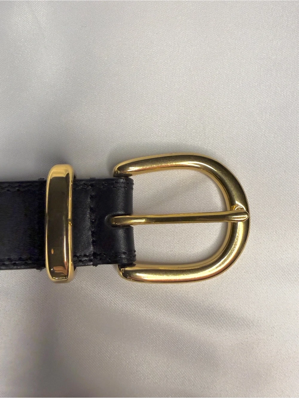 Quince Allegra European Leather Belt Black Gold Buckle French Nappa Size L